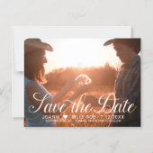 Invitation Magnétique Élégant script blanc photo mariage Enregistrer la  (Recto)