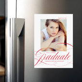 Invitation Magnétique Élégant script de calligraphie rouge