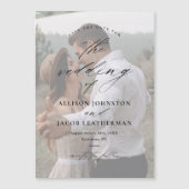 Invitation Magnétique Élégant Script Overlay Photo Wedding Enregistrer L (Devant)