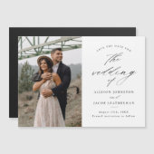 Invitation Magnétique Élégant Script Photo Wedding Enregistrer La Date (Devant / Derrière)