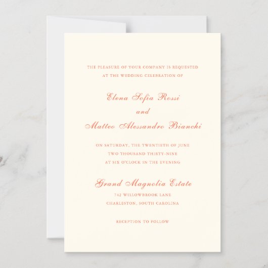 Invitation Magnétique Elegant Terracotta Modern Classic Wedding (Recto)