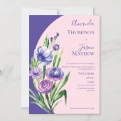 Invitation Magnétique Élégant violet Floral Blush Mariage rose (Recto)