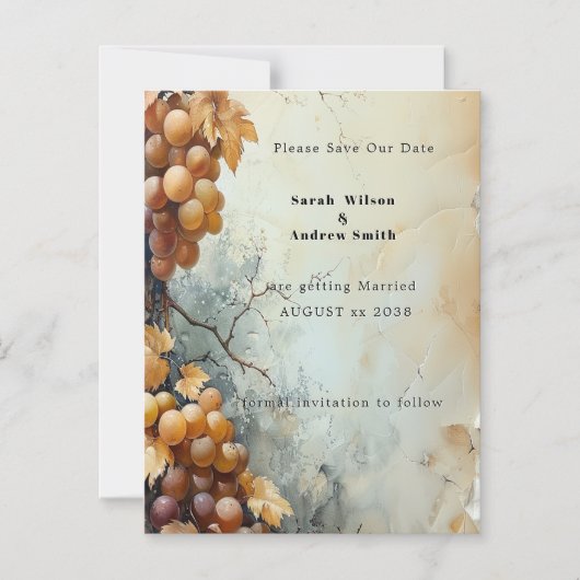 Invitation Magnétique Elegant Watercolor Vineyard Wedding Save the Date (Recto)