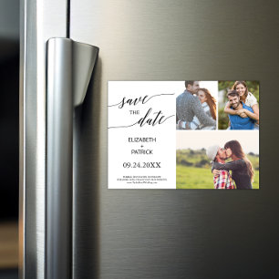 Invitation Magnétique Élégante calligraphie noire 3 Photo Enregistrer la