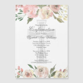 Invitation Magnétique Élégante florale d'ivoire rose Confirmation religi (Devant)