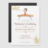 Invitation Magnétique Élégante gymnastique rose et or (Devant / Derrière)