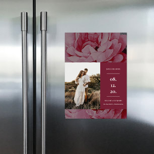 Invitation Magnétique Élégante photo florale Enregistrer la date