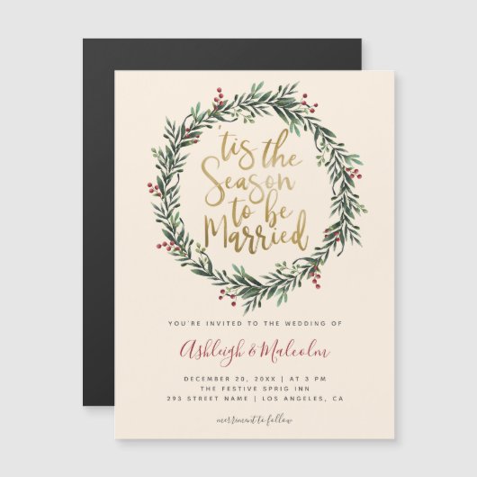 Invitation Magnétique Élégante Serre De Noël Tis Le Mariage De Saison (Devant / Derrière)