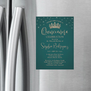 Invitation Magnétique Élégantes étincelles Rose Gold Couronne de Quincea