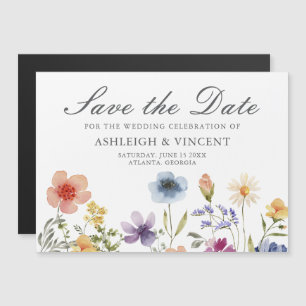 Invitation Magnétique Élégantes Fleurs Sauvages de Printemps Réservez la