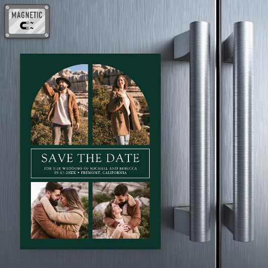Invitation Magnétique Emerald Arch Photo Collage Wedding Save the Date