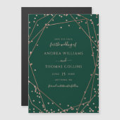 Invitation Magnétique Emerald Green Rose Gold Géométrique Enregistrer la (Devant / Derrière)