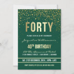 Invitation Magnétique Émeraude | Gold Confetti 40e fête d'anniversaire<br><div class="desc">Émeraude | Gold Confetti 40th Birthday Party Invitations magnétiques. Cette invitation formelle, élégante, branchée et moderne à la fête du quarantième anniversaire convient aux hommes ou aux femmes. Il comprend des lignes dorées propres, un script gothique coque supérieur élégant, et un texte sophistiqué de feuille d'or faux sur un arrière...</div>