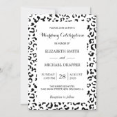 Invitation Magnétique Empreinte de léopard, Spots, noir et blanc, Mariag (Recto)