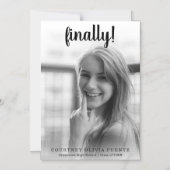 Invitation Magnétique Enfin Moderne Script Photo Graduation (Recto)