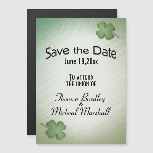 Invitation Magnétique Enregistrer la date drapeau Mariage irlandais (Devant / Derrière)