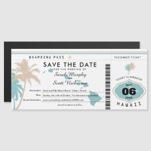 Invitation Magnétique Enregistrer la date Palm Tree Boarding Pass à Hawa
