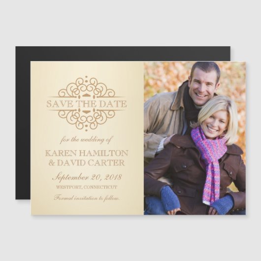 Invitation Magnétique Enregistrer la photo du Fiançailles des défilés Vi (Devant / Derrière)