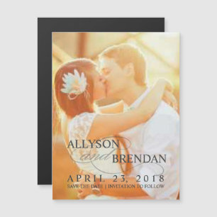 Invitation Magnétique Enregistrer la photo Mariage de date élégante