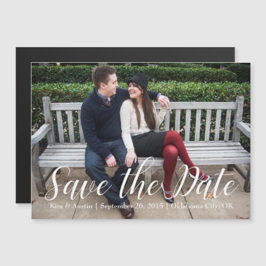 Invitation Magnétique Enregistrer l'aimant de date (Devant / Derrière)