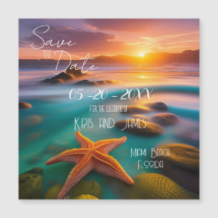 Invitation Magnétique Enregistrer le aimant Date Beach Starfish