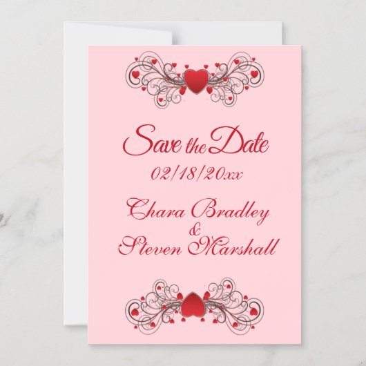 Invitation Magnétique Enregistrer les Coeurs de date (Recto)