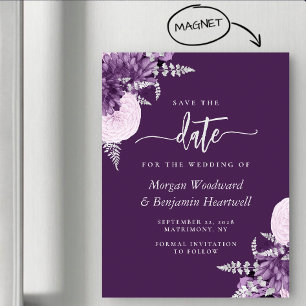Invitation Magnétique Épingle de mariage Fleurs de lilas argenté