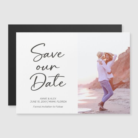 Invitation Magnétique Épingle de mariage moderne avec écriture manuscrit (Devant / Derrière)