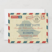 Invitation Magnétique Ethiopie Antique Airmail Enregistrer la date (Recto)