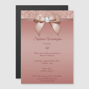 Invitation Magnétique Étincelles & Glamor, Rose Gold Birthday Party