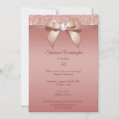 Invitation Magnétique Étincelles & Glamor, Rose Gold Birthday Party (Recto)