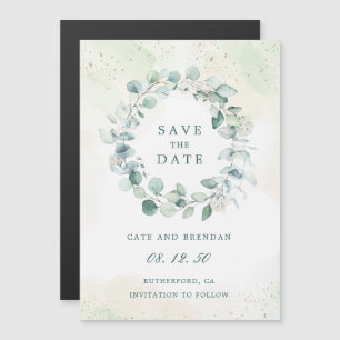 Invitation Magnétique Eucalyptus Green Wreath Wedding Enregistrer La Dat