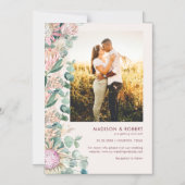 Invitation Magnétique Eucalyptus Pampas Grass Pink Proteas Save the Date (Recto)
