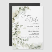 Invitation Magnétique Eucalyptus Sage Greenery Wedding Enregistrer la da (Devant / Derrière)