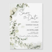 Invitation Magnétique Eucalyptus Sage Greenery Wedding Enregistrer la da (Devant)