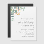 Invitation Magnétique Eucalyptus verdure moderne luxe mariage (Devant / Derrière)