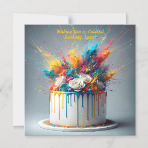 Invitation Magnétique Explosion de joie - Joyeux gâteau d'anniversaire