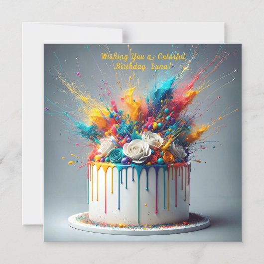 Invitation Magnétique Explosion de joie - Joyeux gâteau d'anniversaire (Recto)