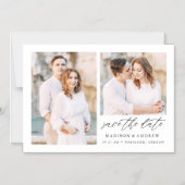 Invitation Magnétique Faire part de date de mariage Elegant Script 2 Pho (Recto)