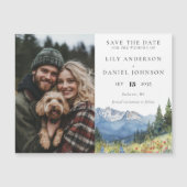 Invitation Magnétique Faire part de mariage avec photo de fleurs de mont (Devant)