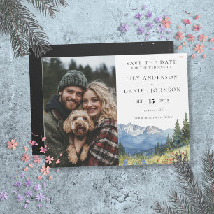 Invitation Magnétique Faire part de mariage avec photo de fleurs de mont