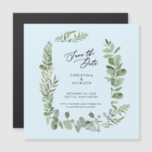 Invitation Magnétique Faire part de mariage Eucalyptus Bleu Glacé