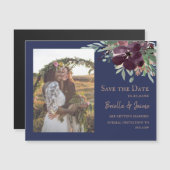 Invitation Magnétique Faire part de mariage floral avec baiser de prune  (Devant / Derrière)