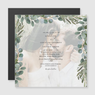 Invitation Magnétique Faire photo de mariage au feuillage d'eucalyptus