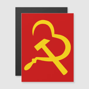 Invitation Magnétique Faucille Et Marteau, Cœur, Amour, Communisme