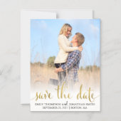 Invitation Magnétique Faux Gold Foil Photo Wedding Enregistrer La Date M (Recto)
