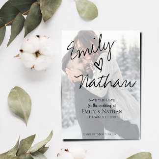 Invitation Magnétique Faux Vélin Effet Photo Mariage Enregistrer la Date