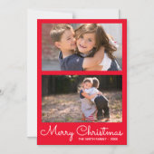 Invitation Magnétique Festive Bright Red 2 Photo Holiday Collage (Recto)