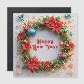 Invitation Magnétique Festive couronne de Noël (Devant / Derrière)