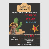 Invitation Magnétique Fête Cowboy Cactus Anniversaire Fille (Devant)